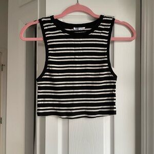 Zara Black and White Striped Tank Top